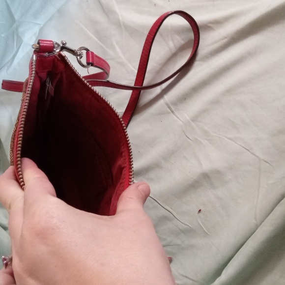 EUC COACH Signature Crossbody with Red Leather - Picture 3 of 4